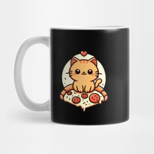 Kawaii Cat with Pizza Mug