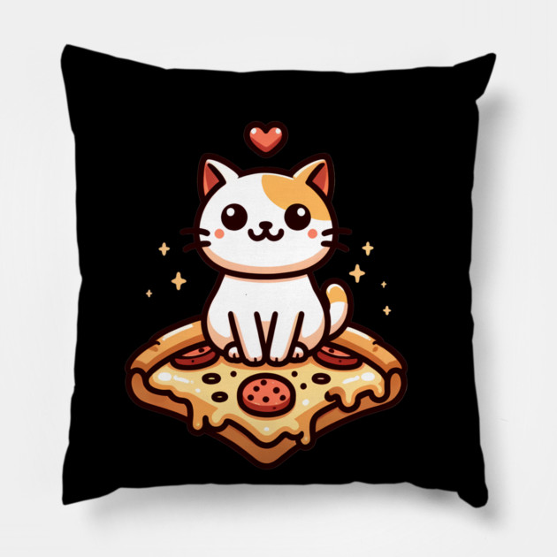 Kawaii Cat with Pizza Pillow by logiamerch