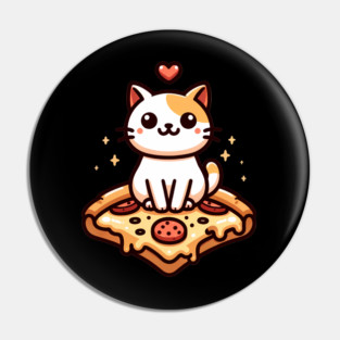 Kawaii Cat with Pizza Pin