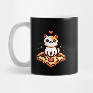 Kawaii Cat with Pizza Mug
