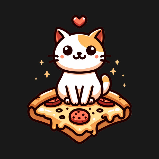 Kawaii Cat with Pizza by logiamerch