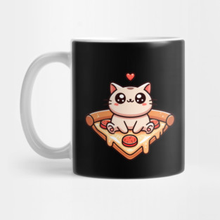 Kawaii Cat with Pizza Mug