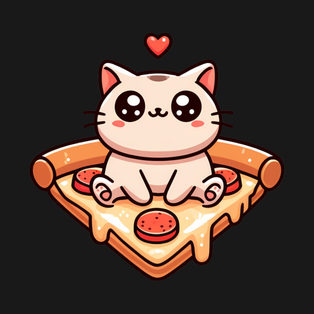 Kawaii Cat with Pizza by logiamerch