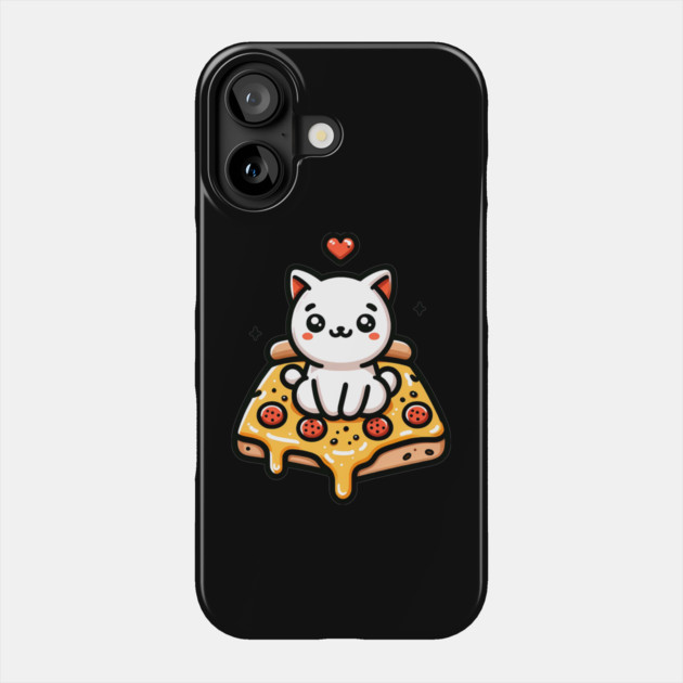 Kawaii Cat with Pizza Phone Case by logiamerch