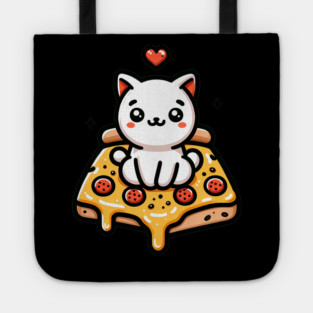 Kawaii Cat with Pizza Tote