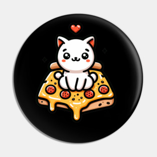 Kawaii Cat with Pizza Pin