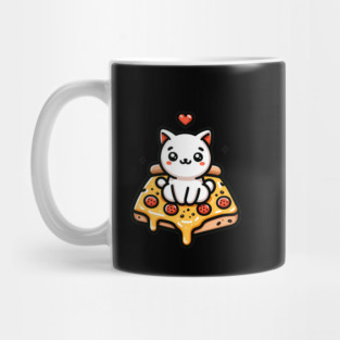 Kawaii Cat with Pizza Mug