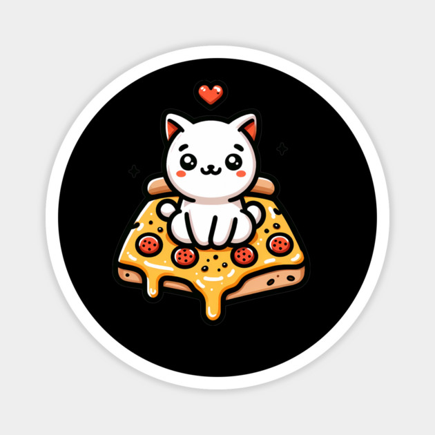 Kawaii Cat with Pizza Magnet by logiamerch