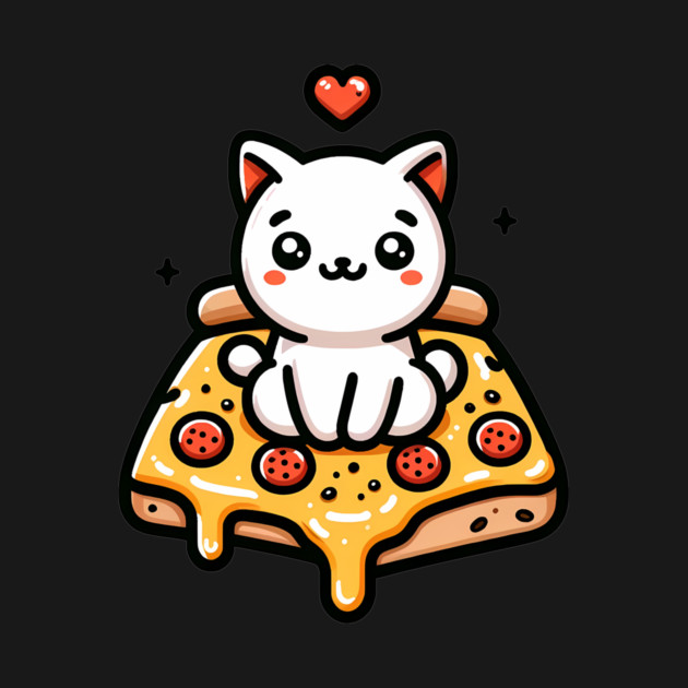 Kawaii Cat with Pizza by logiamerch
