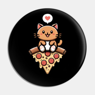 Kawaii Cat with Pizza Pin