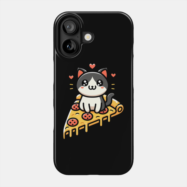 Kawaii Cat with Pizza Phone Case by logiamerch