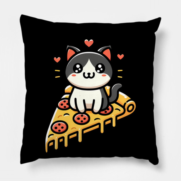 Kawaii Cat with Pizza Pillow by logiamerch