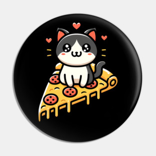 Kawaii Cat with Pizza Pin