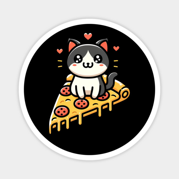 Kawaii Cat with Pizza Magnet by logiamerch