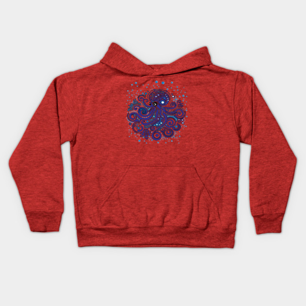 Blue Octopus Kids Hoodie by DickinsonDesign