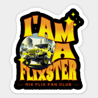 I'am a Flixster Yellow Jeep Rix Flix Fan Art Sticker