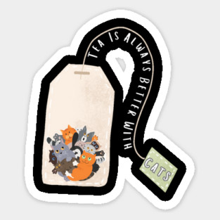 Tea Is Always Better With Cats Design: Adorable Cat-Filled Tea Bag - Cute Tea Lover Art Magnet