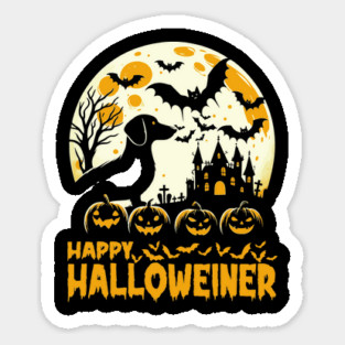 Halloween Dachshund Weenie Wiener Moon Dog Halloweiner Sticker
