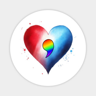 KamaLove, Comma-Love, Kamala Love, Show your Kamala love, rainbow comma in red white & blue heart, Vote! Magnet
