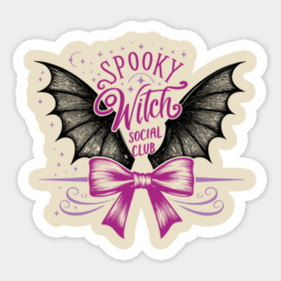Spooky Witch Social Club Halloween Party Sticker