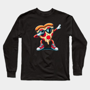 Funny Dabbing Pizza, Love Eating Pizza Long Sleeve T-Shirt