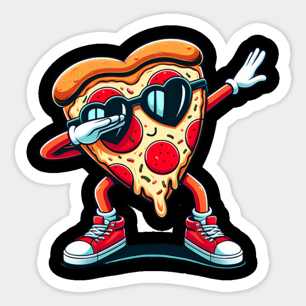 Funny Dabbing Pizza, Love Eating Pizza Sticker by logiamerch