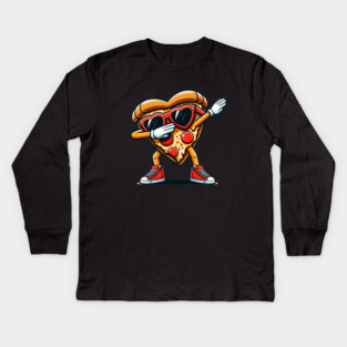 Funny Dabbing Pizza, Love Eating Pizza Kids Long Sleeve T-Shirt