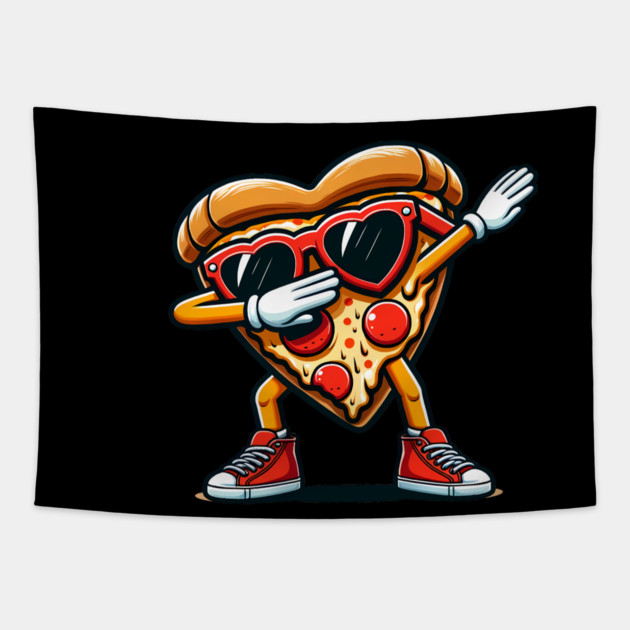 Funny Dabbing Pizza, Love Eating Pizza Tapestry by logiamerch