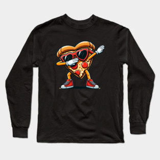 Funny Dabbing Pizza, Love Eating Pizza Long Sleeve T-Shirt