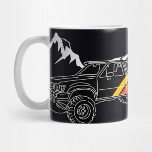 Retro Black Toyota Truck with Mountains Mug