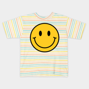 70s Yellow Smile Face Shirt Cute Happy Peace Smiling Face Kids T-Shirt