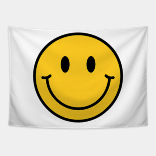 70s Yellow Smile Face Shirt Cute Happy Peace Smiling Face Tapestry