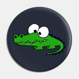 Funky Cute Green Alligator Art Pin