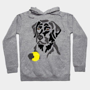 Funny Black Lab Dog with Tennis Ball Hoodie