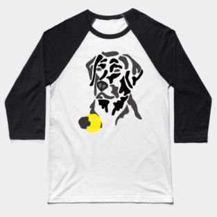 Funny Black Lab Dog with Tennis Ball Baseball T-Shirt