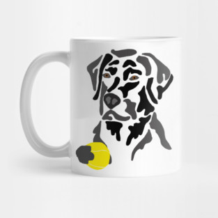 Funny Black Lab Dog with Tennis Ball Mug