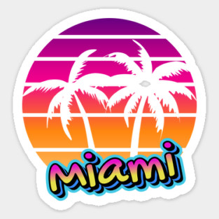 Miami Sunset Retro Palm Trees | Vibrant Tropical Beach Design Sticker