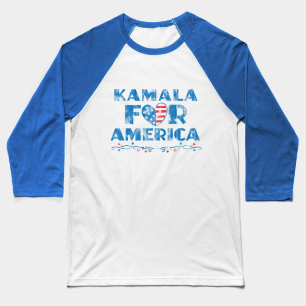 Kamala for America Patriotic Heart Vintage Retro Baseball T-Shirt by Stuffosaurus