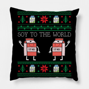Funny Christmas Vegan Vegetarian Soy Milk Ugly Christmas Pillow