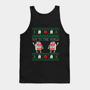 Funny Christmas Vegan Vegetarian Soy Milk Ugly Christmas Tank Top