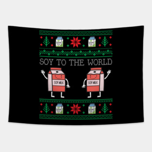 Funny Christmas Vegan Vegetarian Soy Milk Ugly Christmas Tapestry