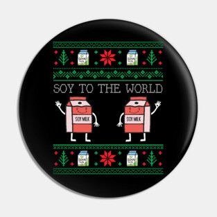 Funny Christmas Vegan Vegetarian Soy Milk Ugly Christmas Pin