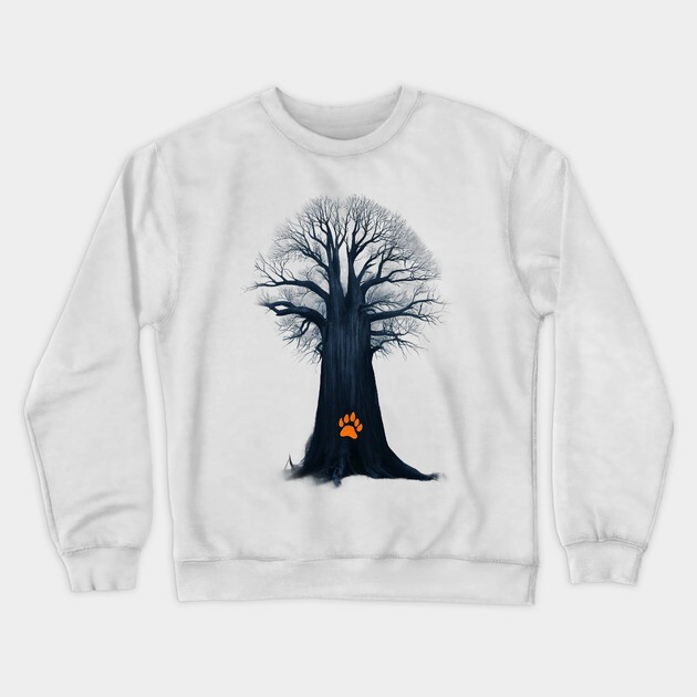 Artwork of a Tree With a Dark Trunk and Bare Branches Crewneck Sweatshirt by animegirlnft