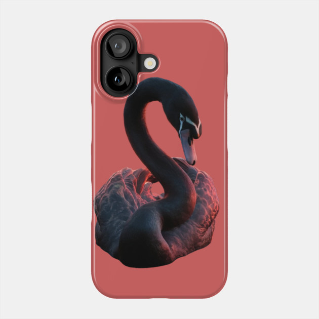 Black Swan with a Striking Red Glow on its Feather Phone Case by animegirlnft