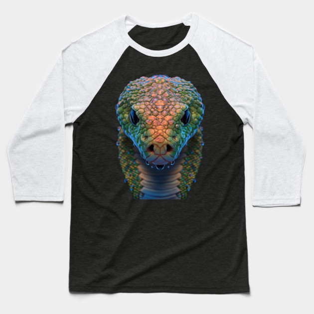 Close up of a Snake Head Baseball T-Shirt by animegirlnft