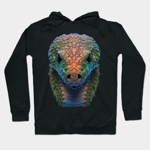Close up of a Snake Head Hoodie by animegirlnft