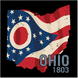 Ohio 1803 with Ohio flag stars and stripes Posters and Art