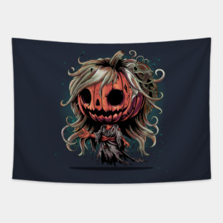 Halloween Pumpkin Ghoul Tapestry