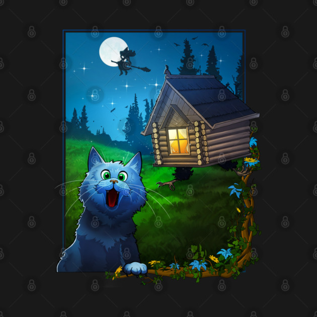 Cat and Hut on Chicken Legs, T-Shirts, Mugs, Phone Cases, Stickers and More by salamanderverse