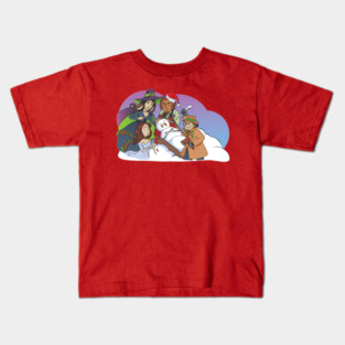 Shilling Shockers - Staking a Snowman - Happy Holidays Christmas design by Sarah Adam Kids T-Shirt